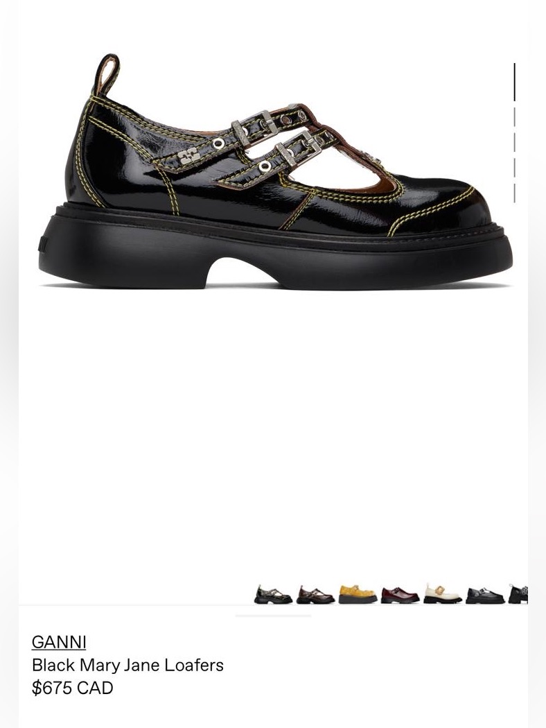 Ganni Black Patent Double-Strap Mary Jane Flats